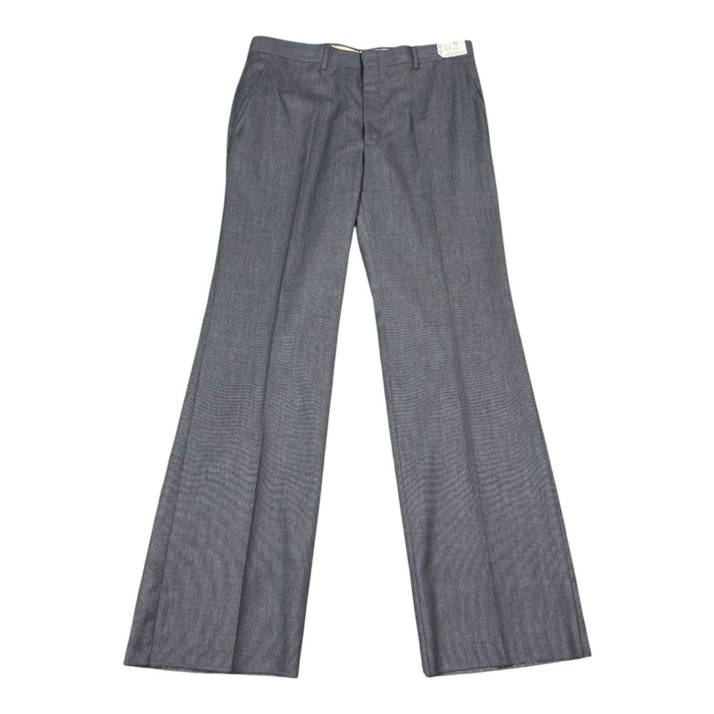 NEW Vintage‎ 70s Sears Roebuck Gray Wool Poly Blend Pleated Pants Men's 35x34